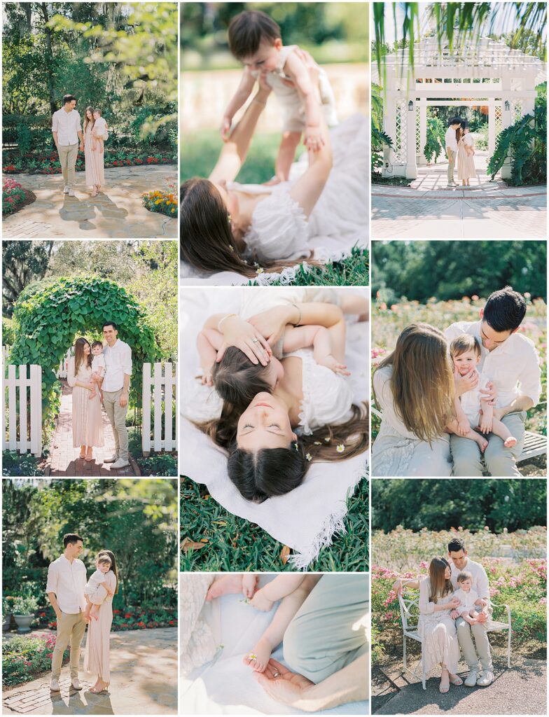 Baby milestone session in beautiful gardens by Orlando family photographer.