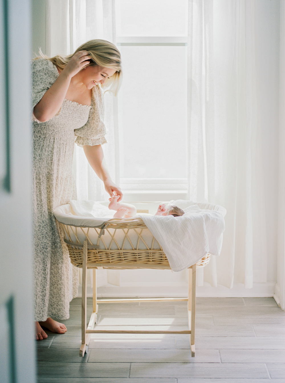 A light and airy in home newborn session in Orlando, FL.