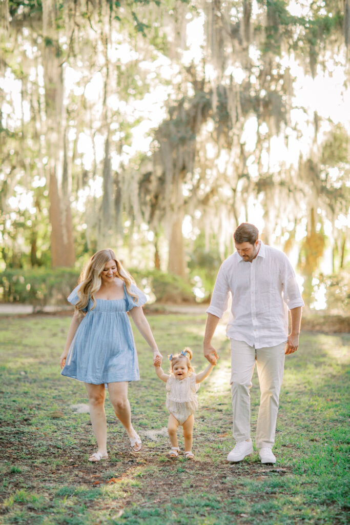 Light filled 1 year old family session by Orlando newborn photographer.