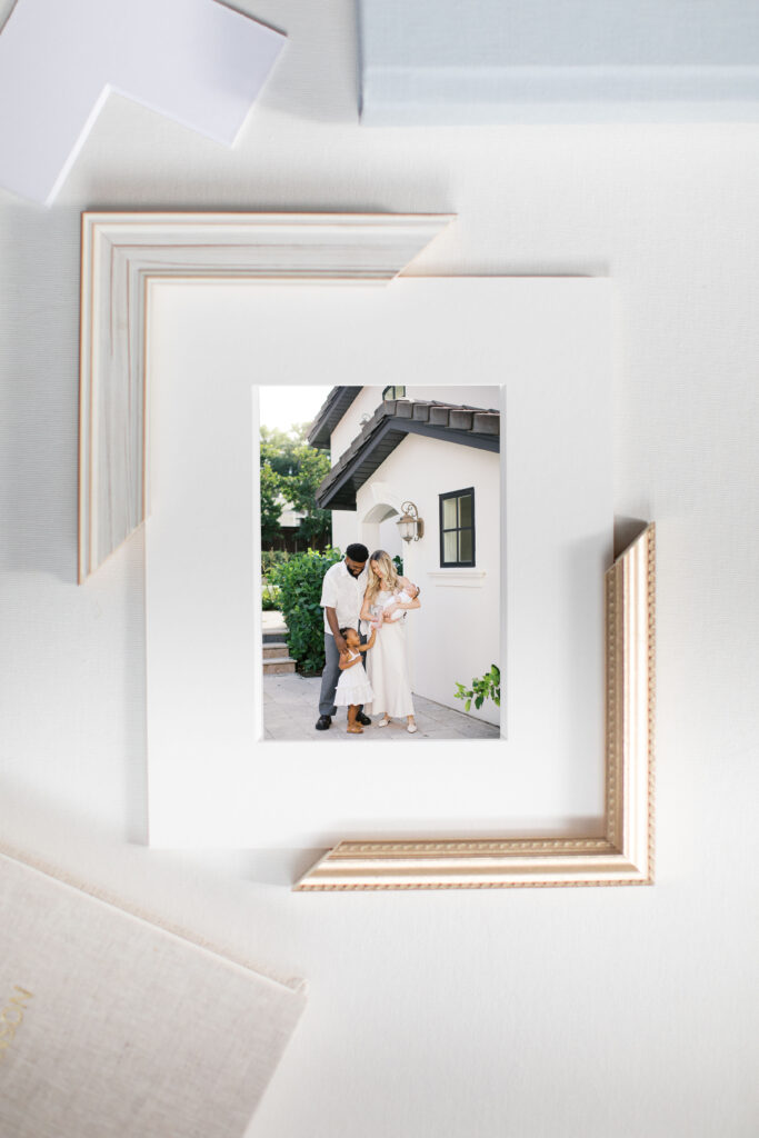 Custom framed family portrait displayed in Orlando home — the perfect holiday gift for Dad
