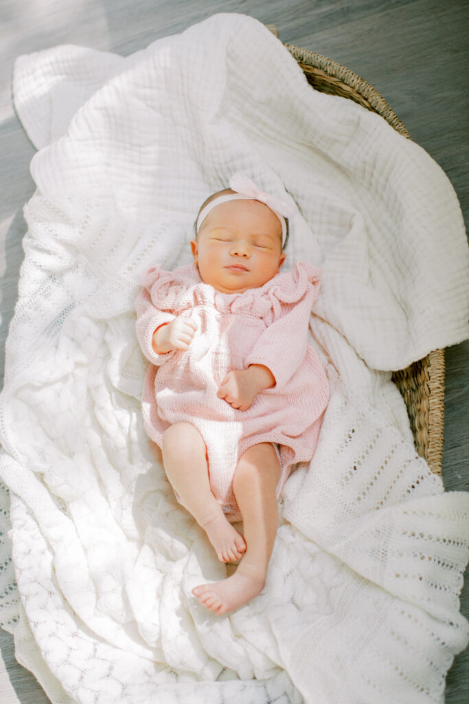 Newborn baby on film at home in Orlando. 