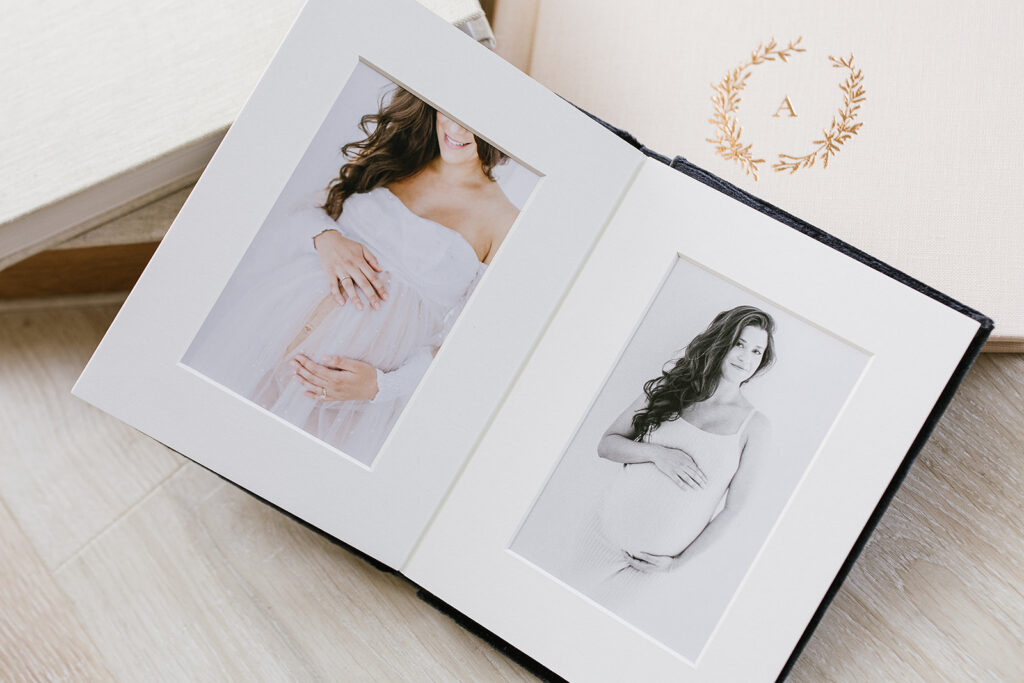 Archival quality matted album by Orlando maternity photographer. 