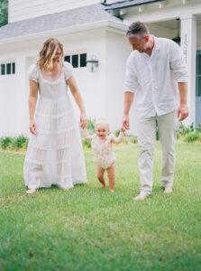 A one year milestone session captured at baby's first home.